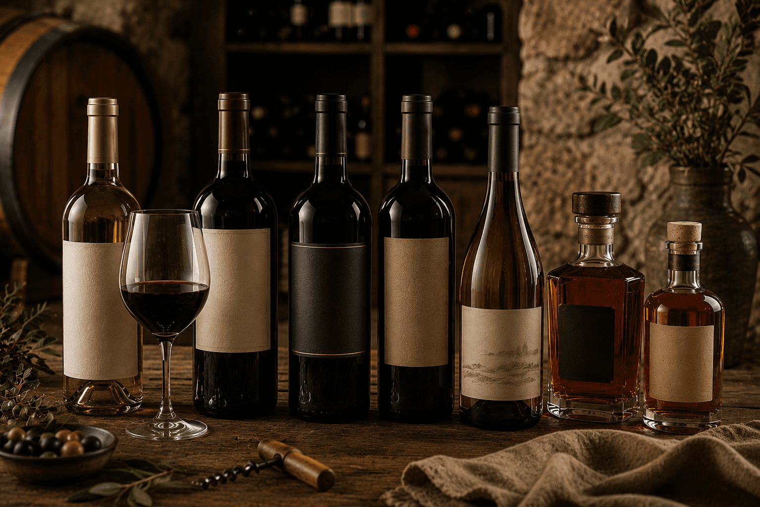 A selection of wines and spirits